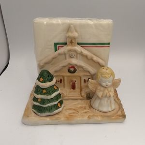 Church Napkin Holder & Salt /Pepper Praying Angel